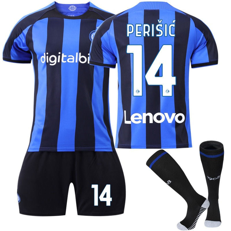 UONNO PERISIC #14 Milano F.C Home Jersey 2022/23 Soccer Jersey Kit Football T-shirt Set For Adult Kids