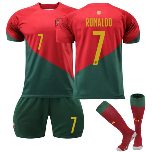 UONNO RONALDO #7 Portugal Home Jersey 2022/23 Soccer Jersey Kit Football T-shirt Set For Adult Kids