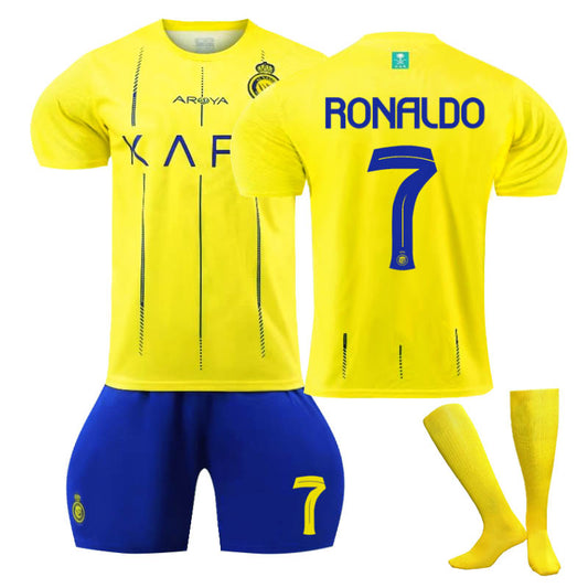 UONNO Al-Nassr FC Home Jersey RONALDO #7 Soccer Jersey Kids Adult 3-Pieces Jersey Kits