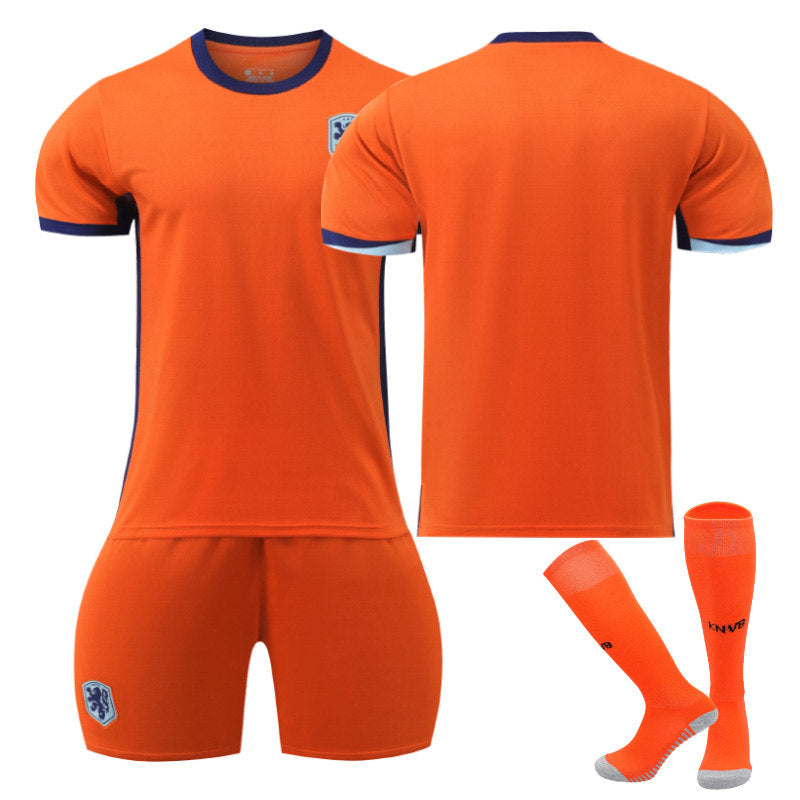 UONNO Netherlands Home Jersey Soccer Jersey Kit Football T-shirt Set for Adult Kids