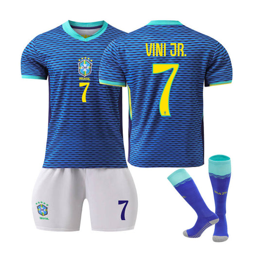 UONNO VINI JR. #7 Brazilian Away Jersey Soccer Jersey Kit Football T-shirt Set for Adult Kids