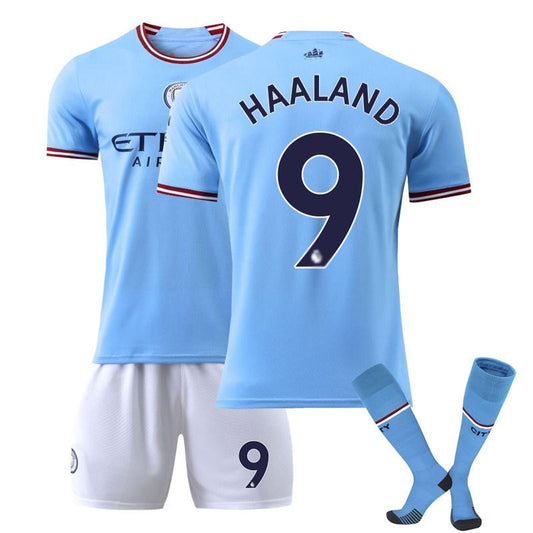 UONNO HAALAND #9 Manchester City F.C Home Jersey 22/23 Soccer Jersey Set For Adult Kids