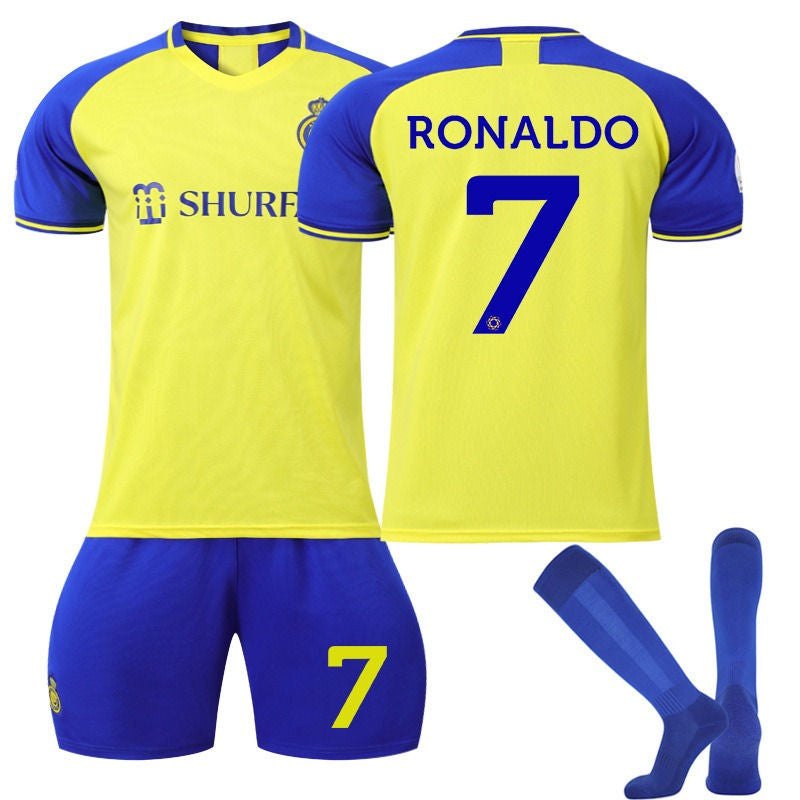 UONNO RONALDO #7 Nassr FC 2022/23 Home Jersey Mens Soccer Jersey Kit Football T-shirt Set For Adult Kids