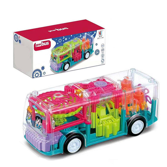 UONNO Light Up Bus with Colorful Moving Gears & Music Sensory Toy for Kids