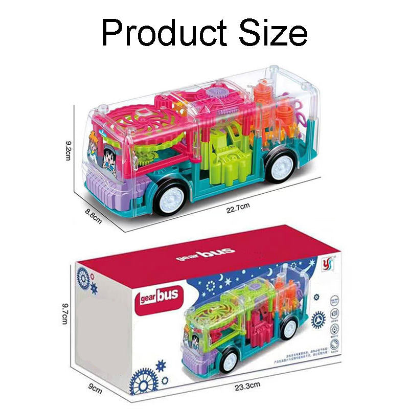 UONNO Light Up Bus with Colorful Moving Gears & Music Sensory Toy for Kids