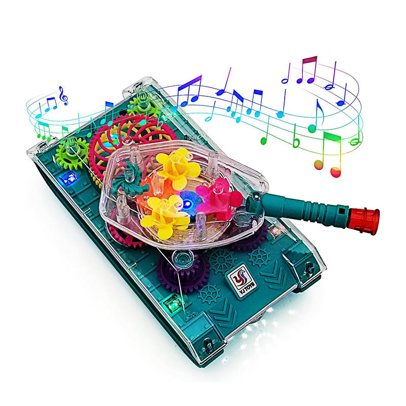 UONNO Light Up Tank with Colorful Moving Gears & Music Sensory Toy for Kids