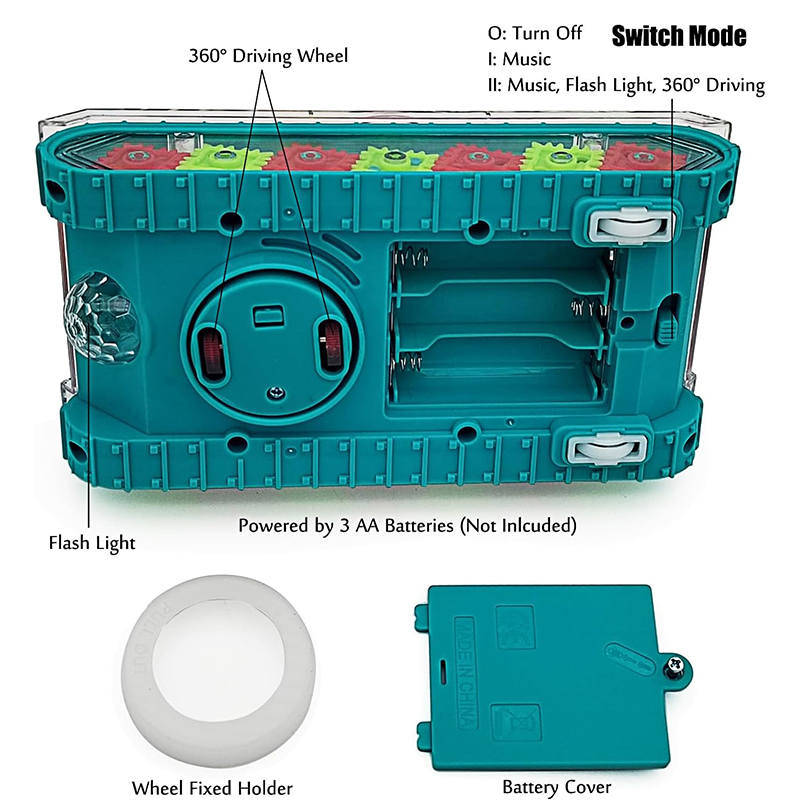 UONNO Light Up Tank with Colorful Moving Gears & Music Sensory Toy for Kids