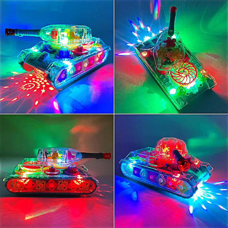 UONNO Light Up Tank with Colorful Moving Gears & Music Sensory Toy for Kids