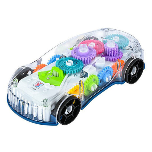 UONNO Transparent Gear Car with Light Effects Musical Sensory Toy for Kids