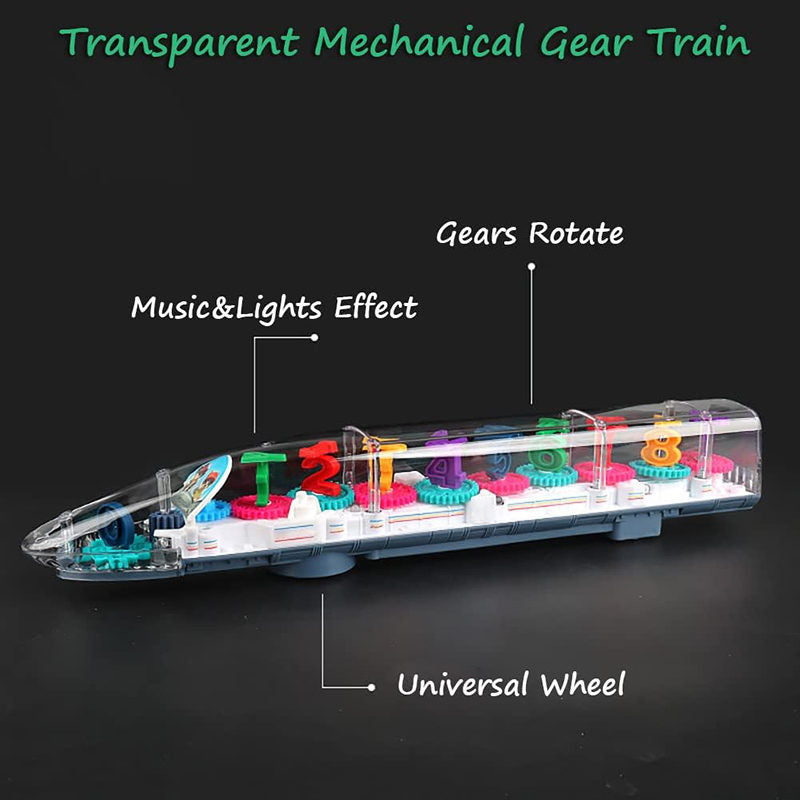 UONNO Light Up Train with Colorful Moving Gears & Music Sensory Toy for Kids