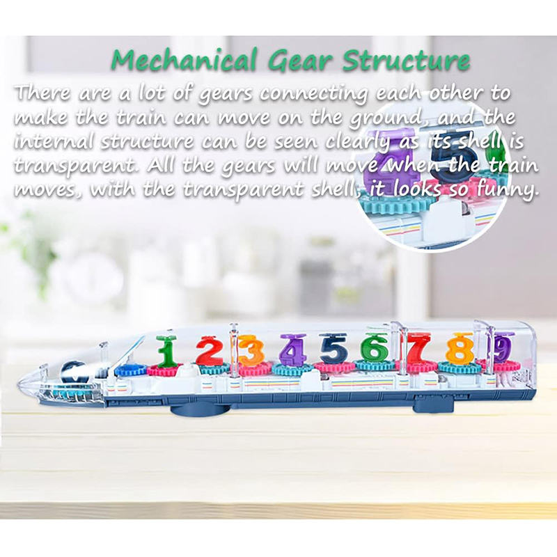 UONNO Light Up Train with Colorful Moving Gears & Music Sensory Toy for Kids