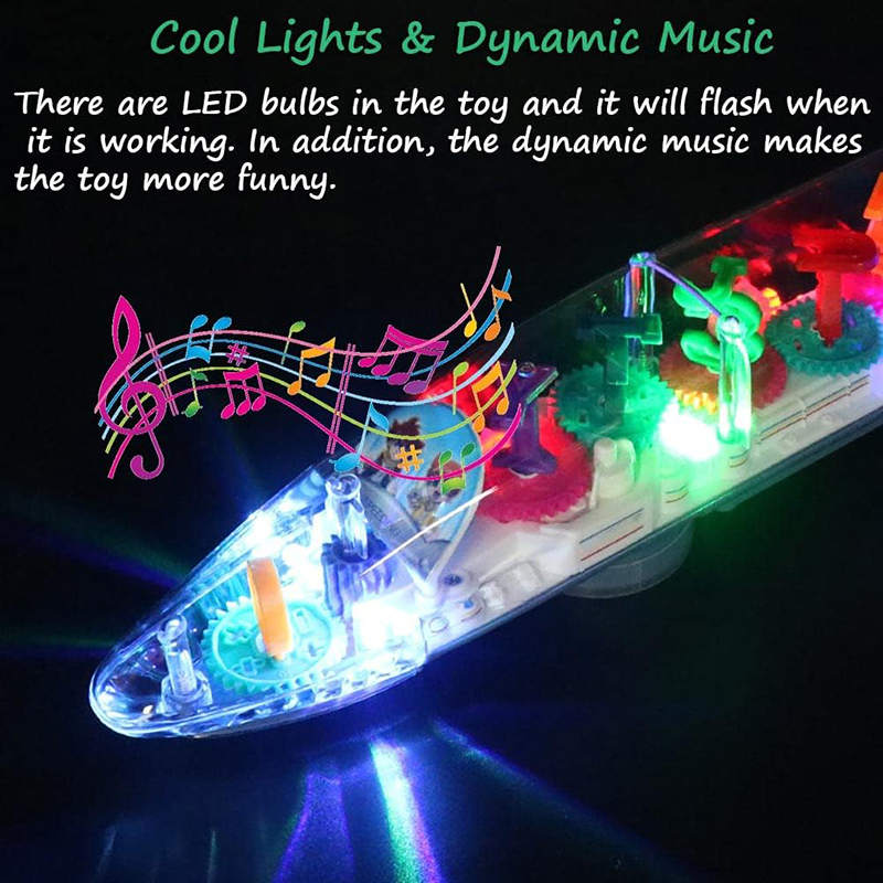 UONNO Light Up Train with Colorful Moving Gears & Music Sensory Toy for Kids