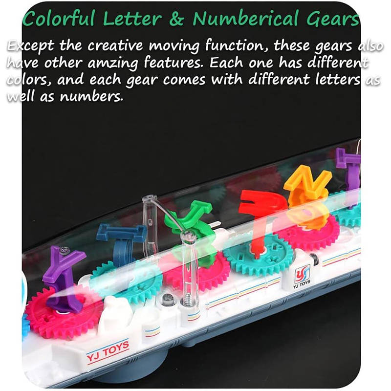 UONNO Light Up Train with Colorful Moving Gears & Music Sensory Toy for Kids