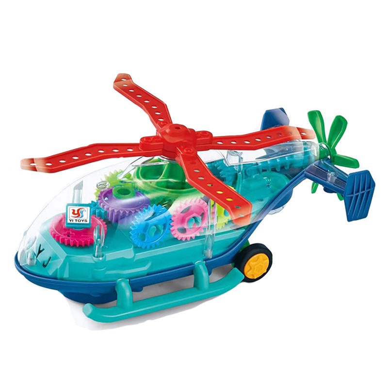 UONNO Light Up Helicopter with Colorful Moving Gears & Music Sensory Toy for Kids