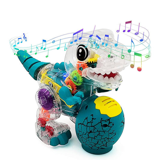 UONNO Light Up Dinosaur with Colorful Moving Gears & Music Sensory Toy for Kids