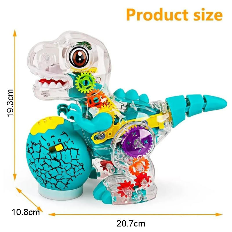 UONNO Light Up Dinosaur with Colorful Moving Gears & Music Sensory Toy for Kids