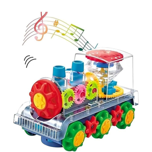 UONNO Electric Gear Train Toy with Flashing Lights & Music for Boy and Girl