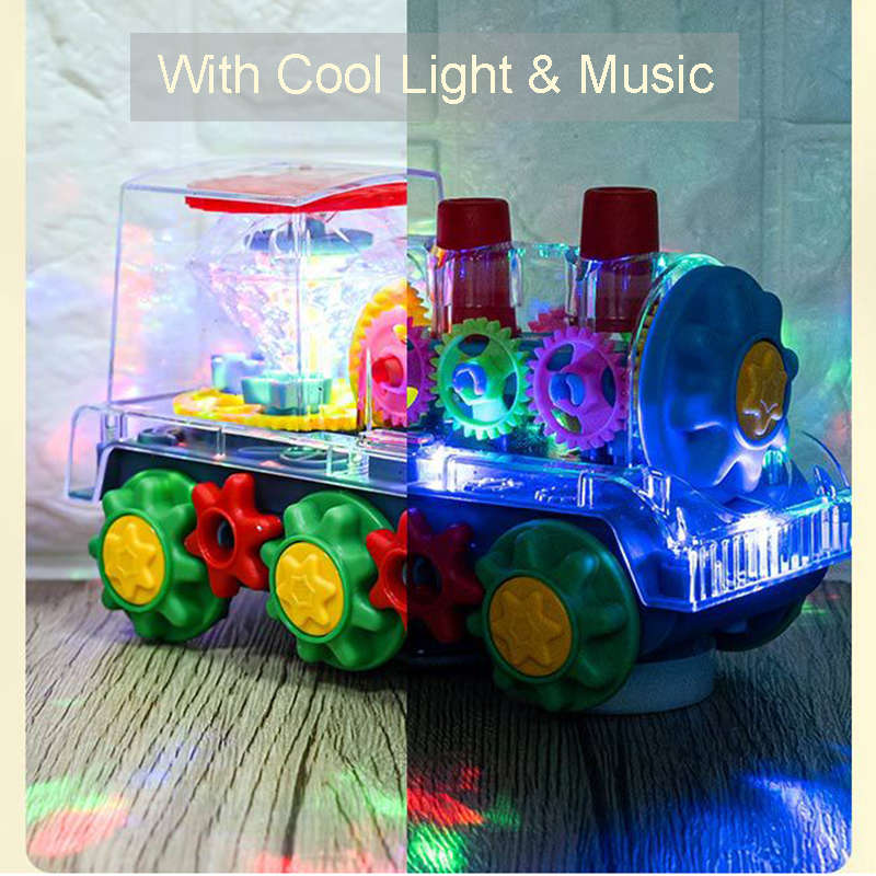 UONNO Electric Gear Train Toy with Flashing Lights & Music for Boy and Girl