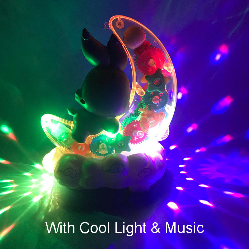 UONNO Light Up Rabbit with Colorful Moving Gears & Music Sensory Toy for Kids