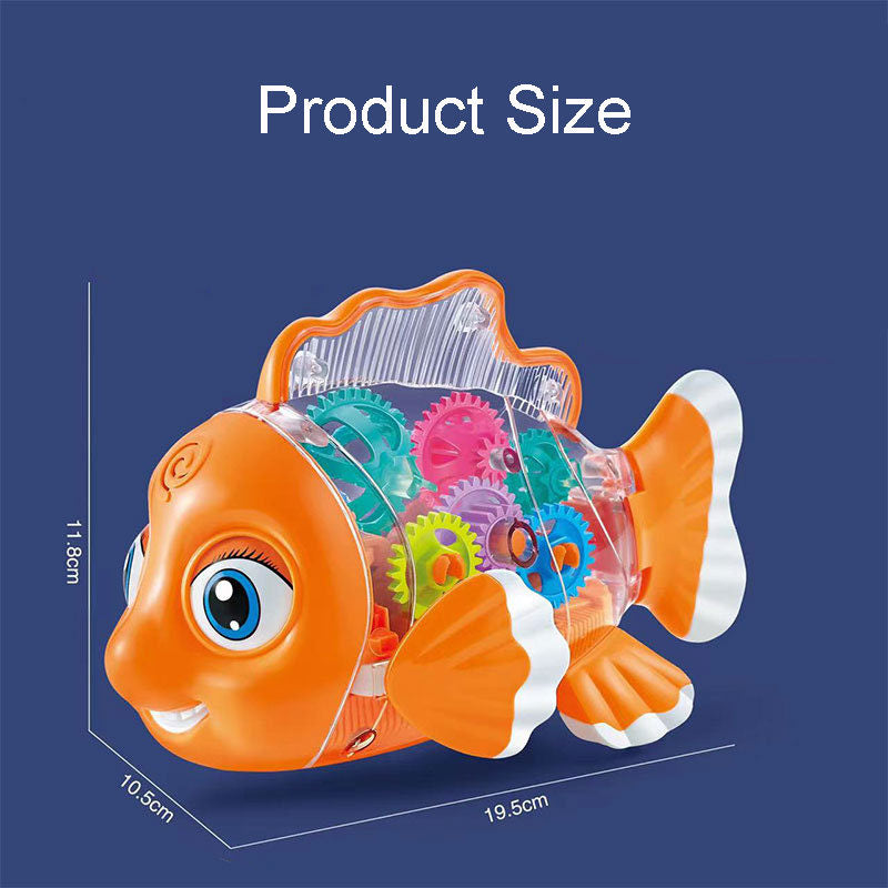 UONNO Light Up Fish with Colorful Moving Gears & Music Sensory Toy for Kids