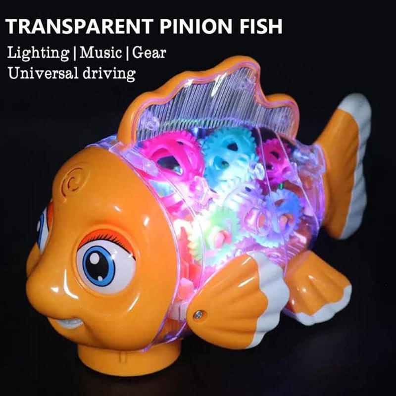 UONNO Light Up Fish with Colorful Moving Gears & Music Sensory Toy for Kids