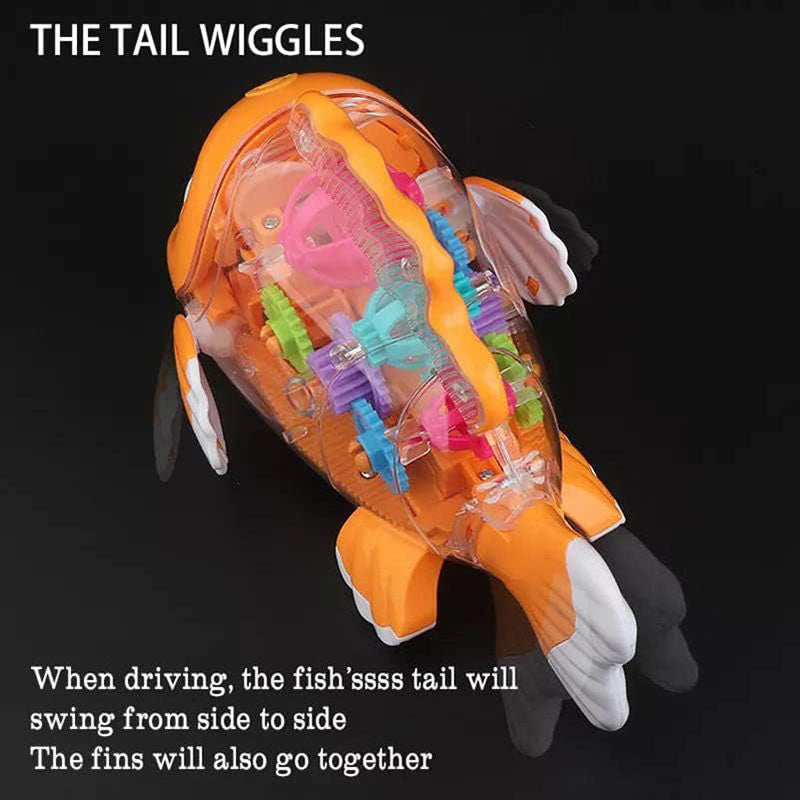 UONNO Light Up Fish with Colorful Moving Gears & Music Sensory Toy for Kids