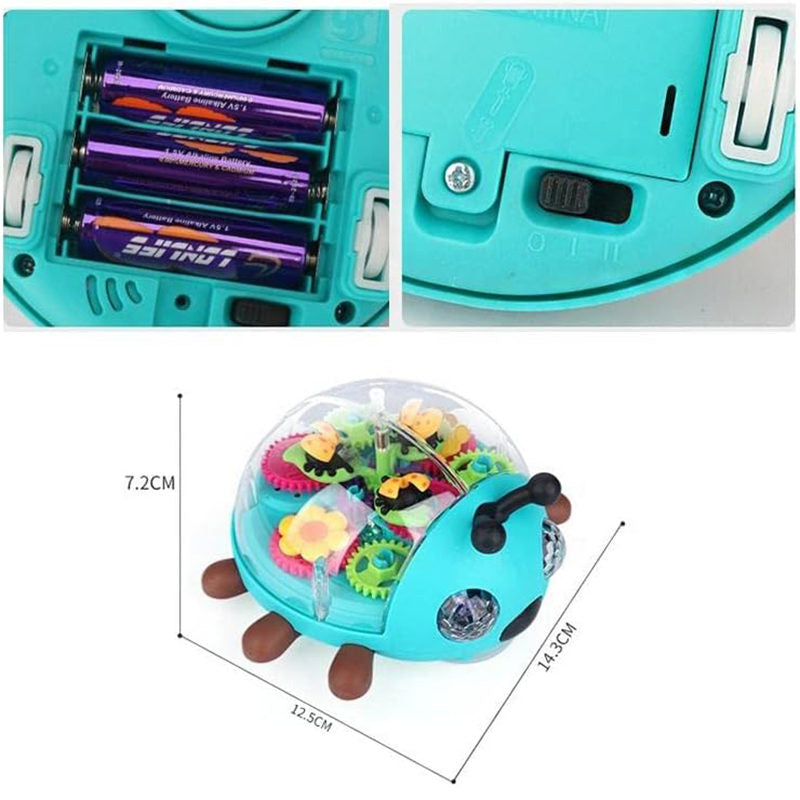 UONNO Light Up Ladybug with Colorful Moving Gears & Music Sensory Toy for Kids