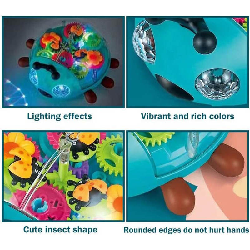 UONNO Light Up Ladybug with Colorful Moving Gears & Music Sensory Toy for Kids