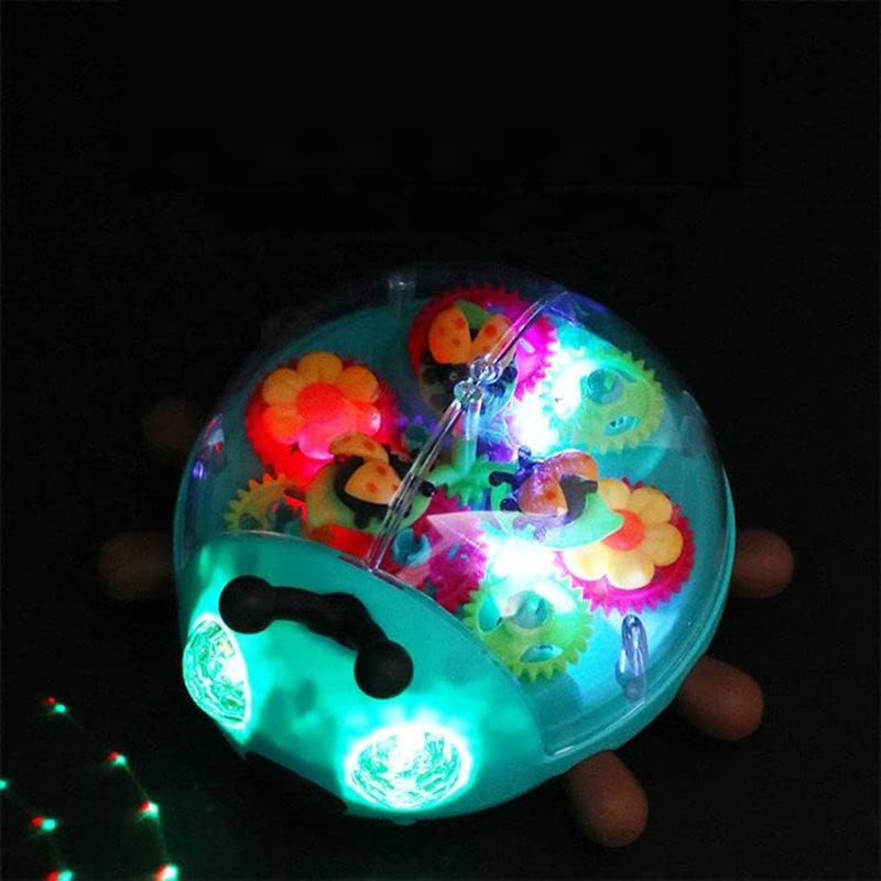 UONNO Light Up Ladybug with Colorful Moving Gears & Music Sensory Toy for Kids