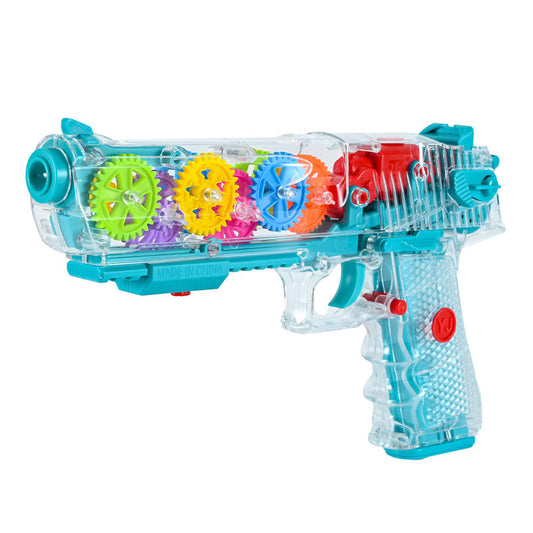 UONNO Light Up Gun with Colorful Moving Gears & Music Sensory Toy for Kids-A