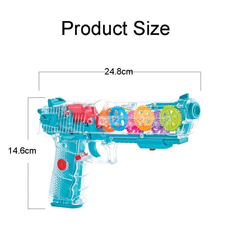 UONNO Light Up Gun with Colorful Moving Gears & Music Sensory Toy for Kids-A