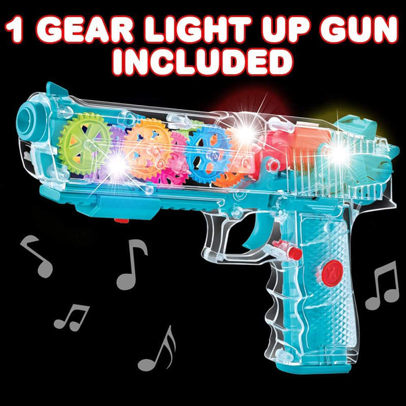 UONNO Light Up Gun with Colorful Moving Gears & Music Sensory Toy for Kids-A