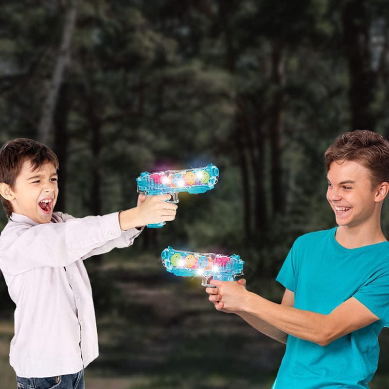 UONNO Light Up Gun with Colorful Moving Gears & Music Sensory Toy for Kids-A