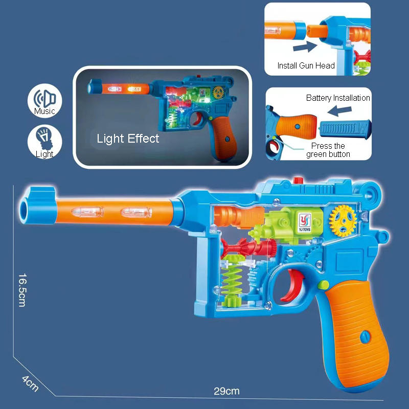 UONNO Light Up Gun with Colorful Moving Gears & Music Sensory Toy for Kids-B