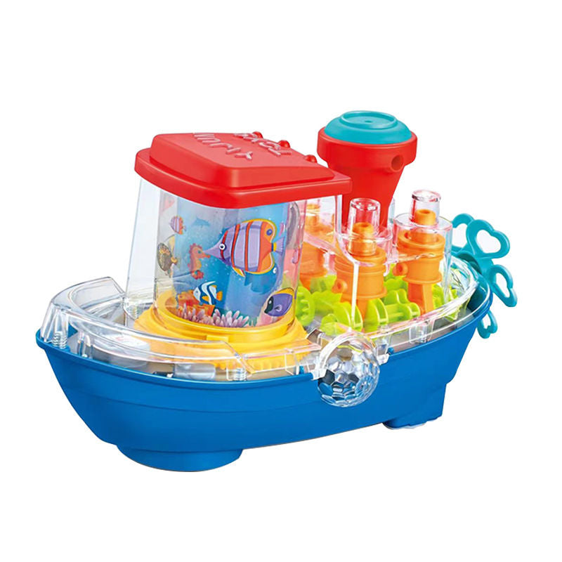 UONNO Light Up Steamship with Colorful Moving Gears & Music Sensory Toy for Kids