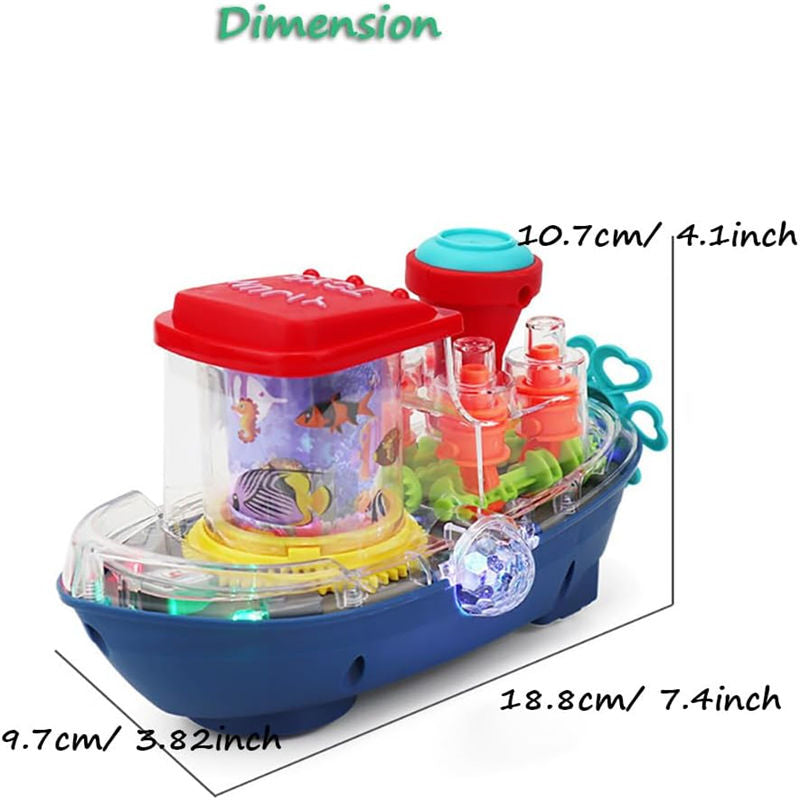 UONNO Light Up Steamship with Colorful Moving Gears & Music Sensory Toy for Kids