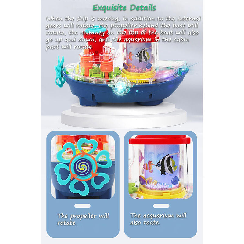 UONNO Light Up Steamship with Colorful Moving Gears & Music Sensory Toy for Kids