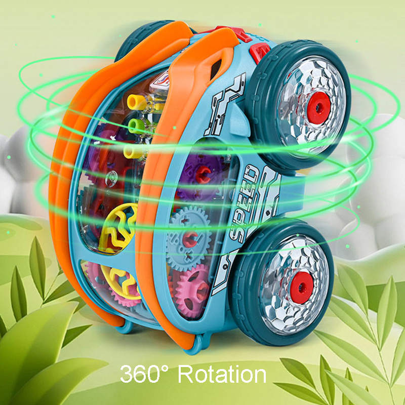 UONNO Light Up Stunt Car with Colorful Moving Gears & Music Sensory Toy for Kids