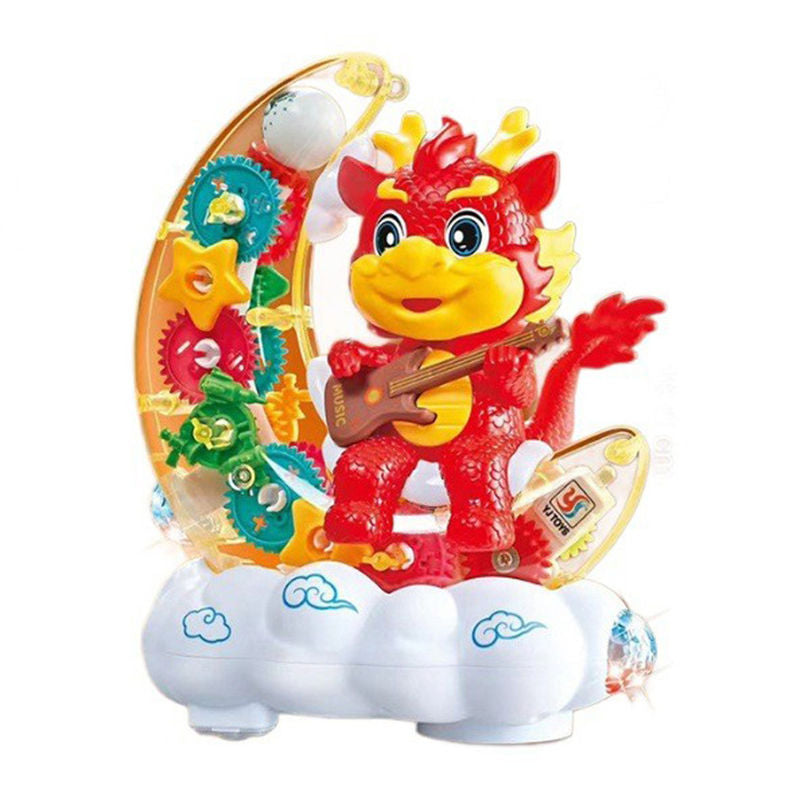 UONNO Light Up Dragon with Colorful Moving Gears & Music Sensory Toy for Kids