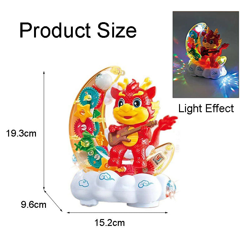 UONNO Light Up Dragon with Colorful Moving Gears & Music Sensory Toy for Kids