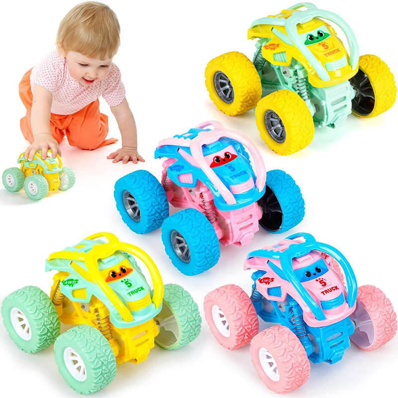 UONNO 4 Pcs Pull Back Cars Toys for Kids Age 3+ Monster Trucks Birthday Gifts