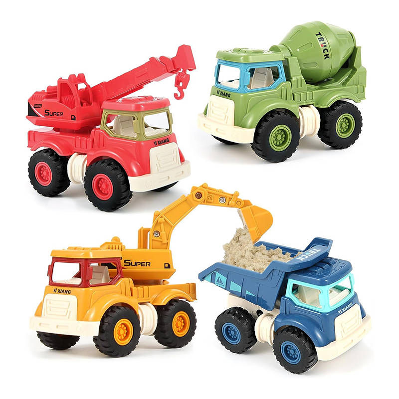 UONNO 4 Pcs Construction Toys for 3 Years Old Pull Back Vehicles Great Gift-C