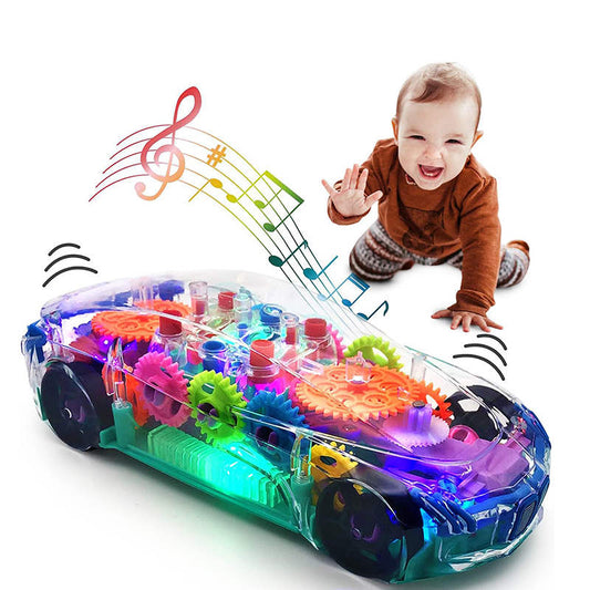 UONNO Light Up Car with Colorful Moving Gears & Music Sensory Toy for Kids