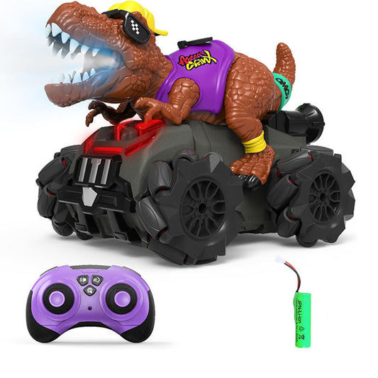 UONNO Remote Control Dinosaur Car 2.4GHz with Light Sound & Spray for Kids