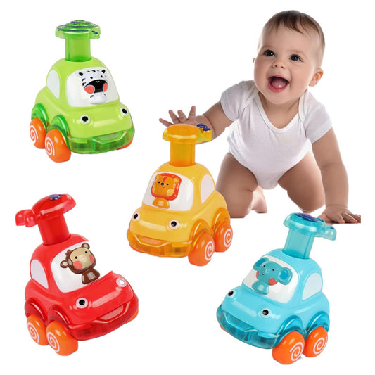 UONNO 4 Pcs Baby Toy Cars Cartoon Wind up Vehicle for 18 Months + Ideal Gifts-Set C