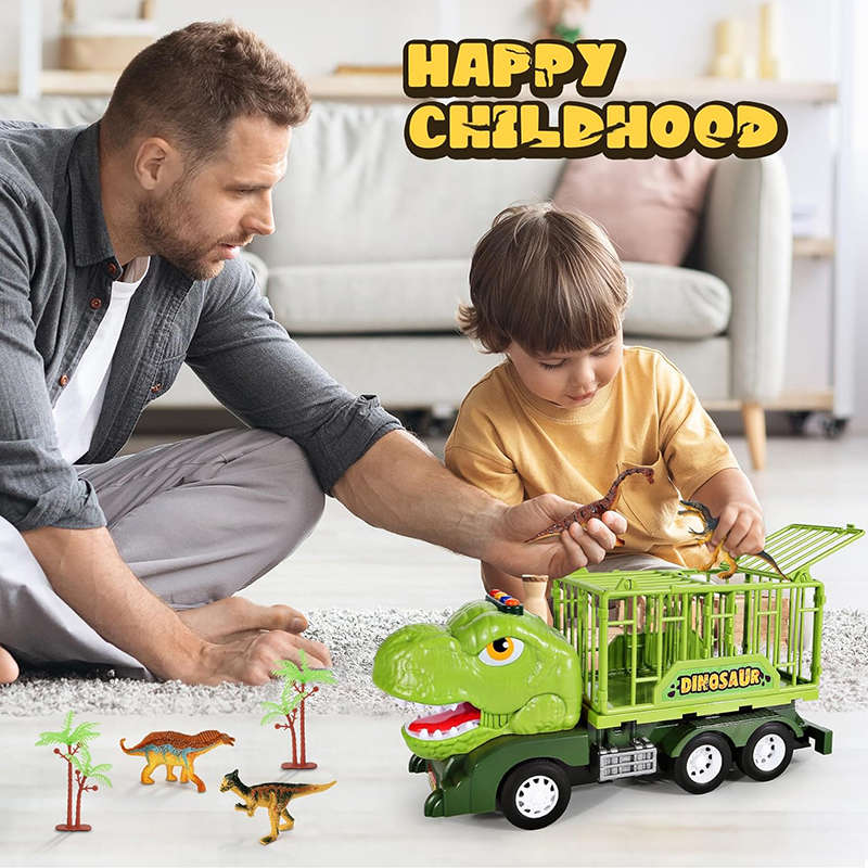 UONNO Dinosaur Truck Toys with Light & Sound Capture Tyrannosaurus Play Set