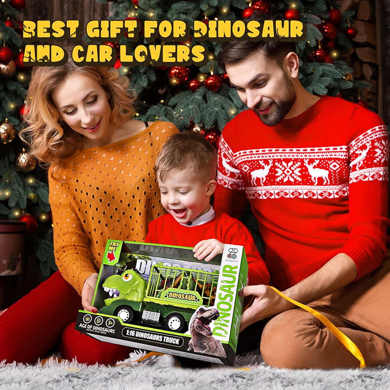 UONNO Dinosaur Truck Toys with Light & Sound Capture Tyrannosaurus Play Set