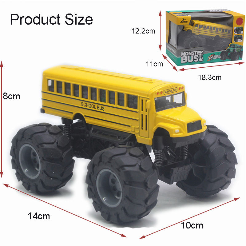 UONNO Monster School Bus 1/43 Scale Die Cast Metal Model Pullback Toy-Yellow