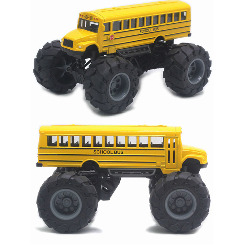 UONNO Monster School Bus 1/43 Scale Die Cast Metal Model Pullback Toy-Yellow