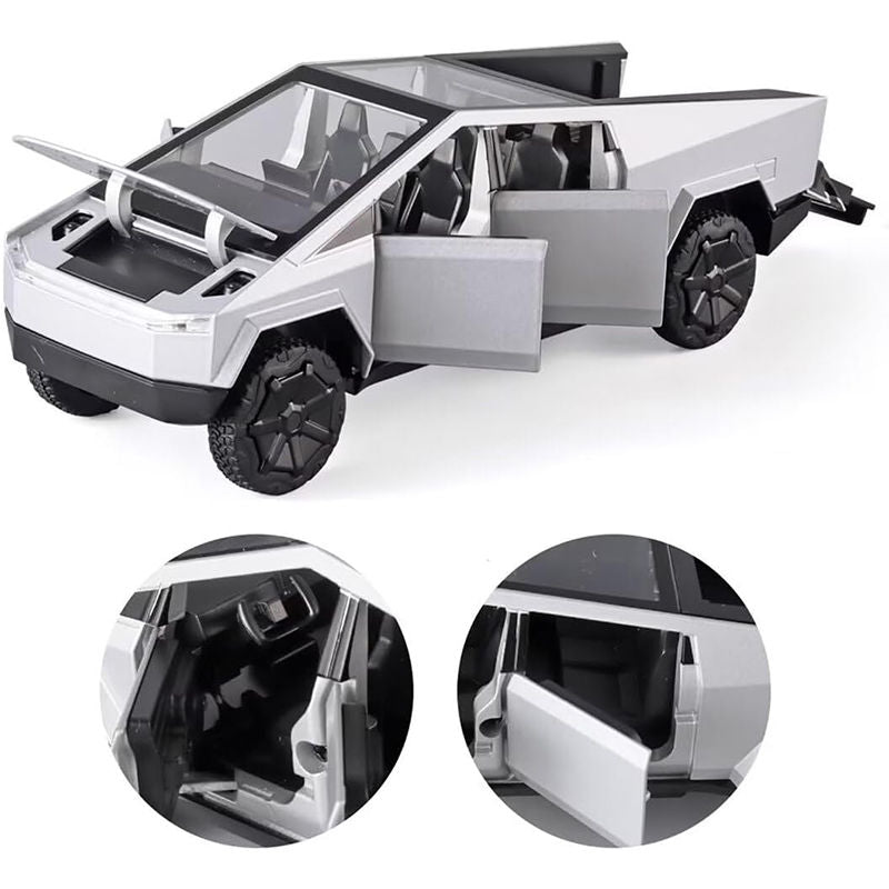 UONNO 1/32 Scale Diecast Truck Model Zinc Alloy Pull Back Car with Sound Light-Sliver